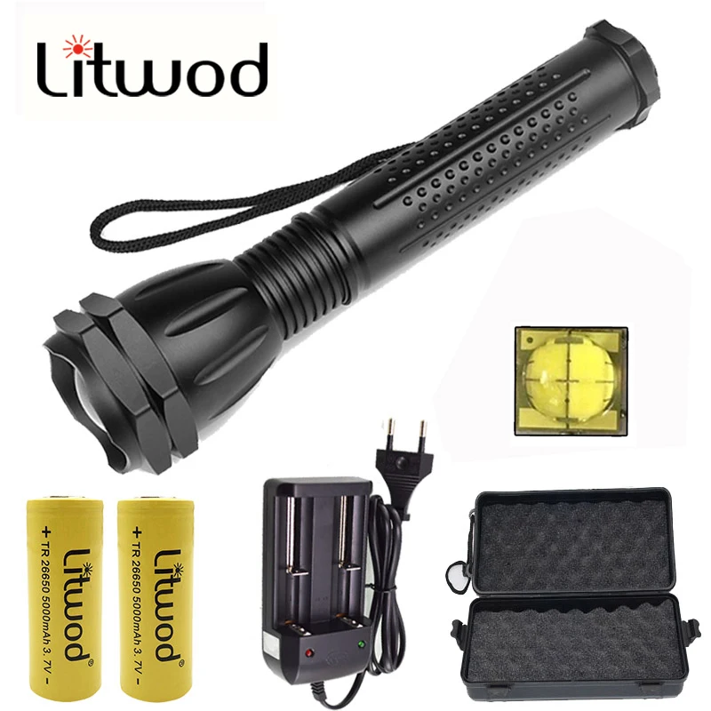 

Litwod Z401293 LED Flashlight XHP70.2 30w 30000LM Lantern Zoom Waterproof Powerful light Tactical Riding LED flashlight torch
