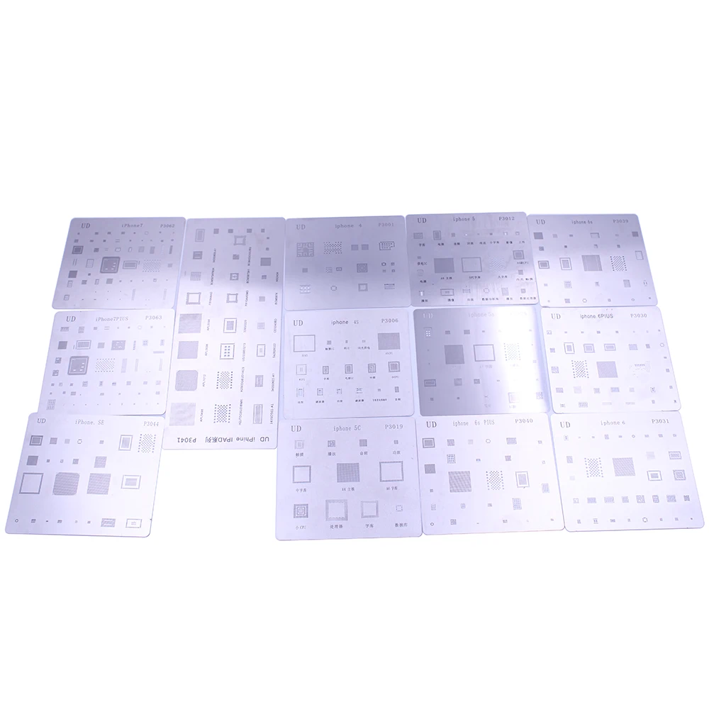 

13pcs/lot IC Chip BGA Reballing Stencil Kits Set Solder Template For iPhone 4 4s 5 5C 5s 6 6s 7 Plus SE iPad Rework Repair Tools