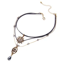 Ожерелье женское многослойное короткое ожерелье с подвеской со съемными звездами MS каплями снежной воды