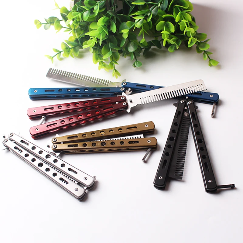 

Professional No Blade Butterfly Knife Shape Design Comb Butterfly Knife Training Tool Without Blade Stainless Steel Practice Toy