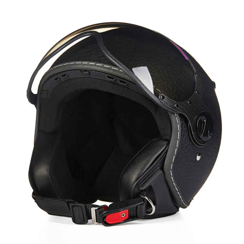 Кожаный мотоциклетный шлем Chopper с открытым лицом винтажный шлем 210c4 moto Casque Casco moto cicleta Capacete Pilot мужские и женские шлемы