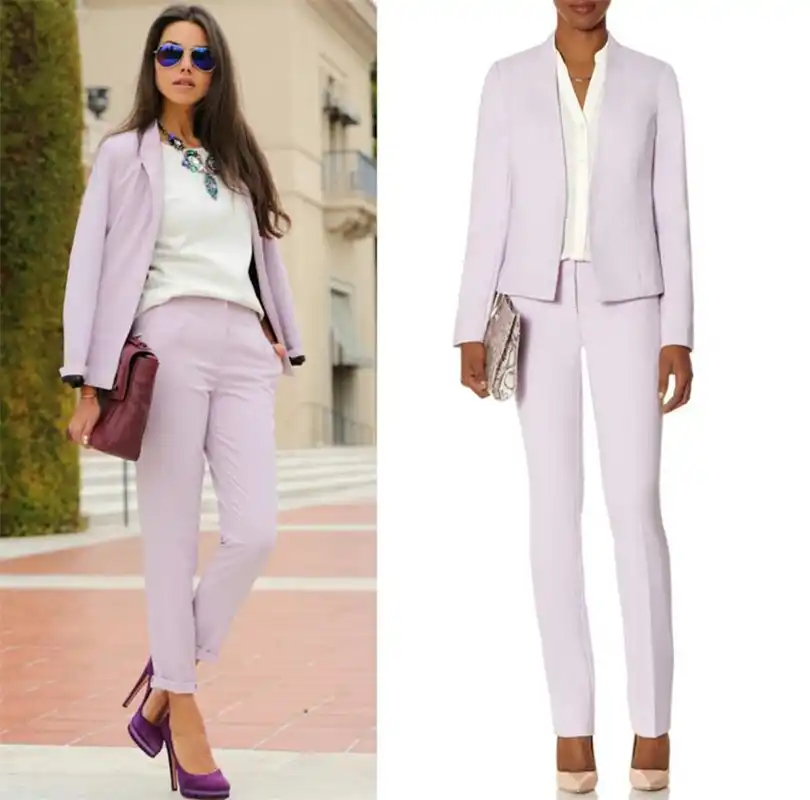 lavender shirt outfit women's