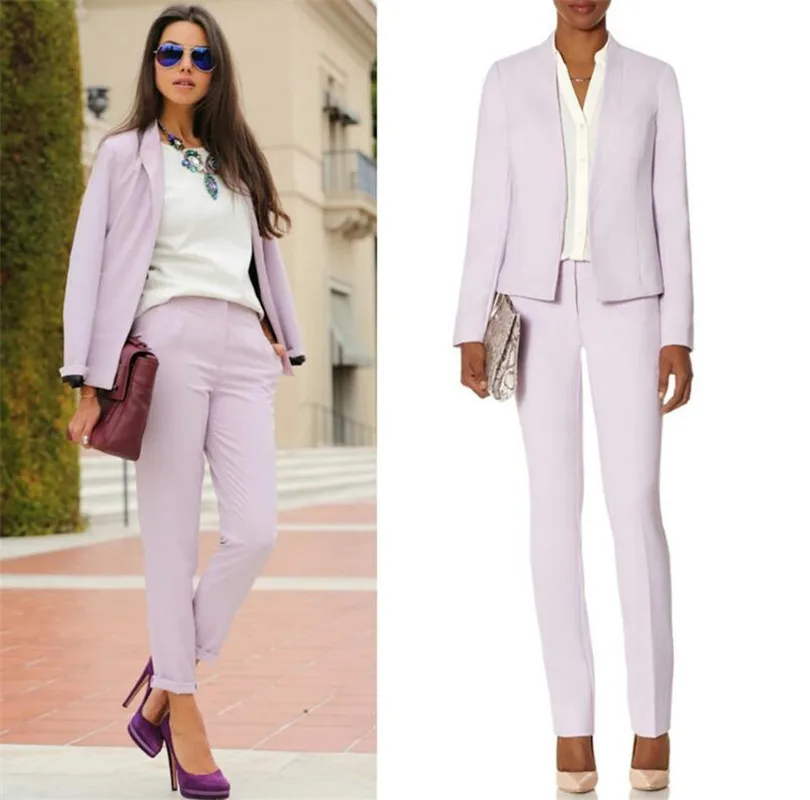 

Custom Made Lavender 2 Piece Set Women Business Pantsuits Office Formal Uniform Ladies Work Wear Blazer Outfit Pantsuit