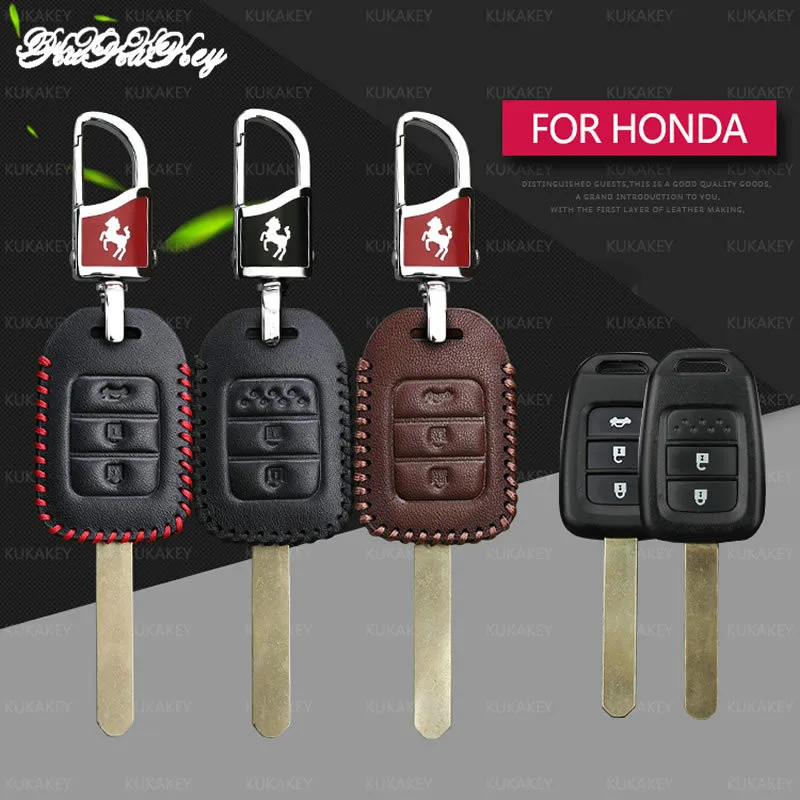 

2&3Buttons Leather Skin Car Key Case Cover FOB For Honda GREIZ Civic City XRV Vezel Car Styling Remote Key Protective Shell