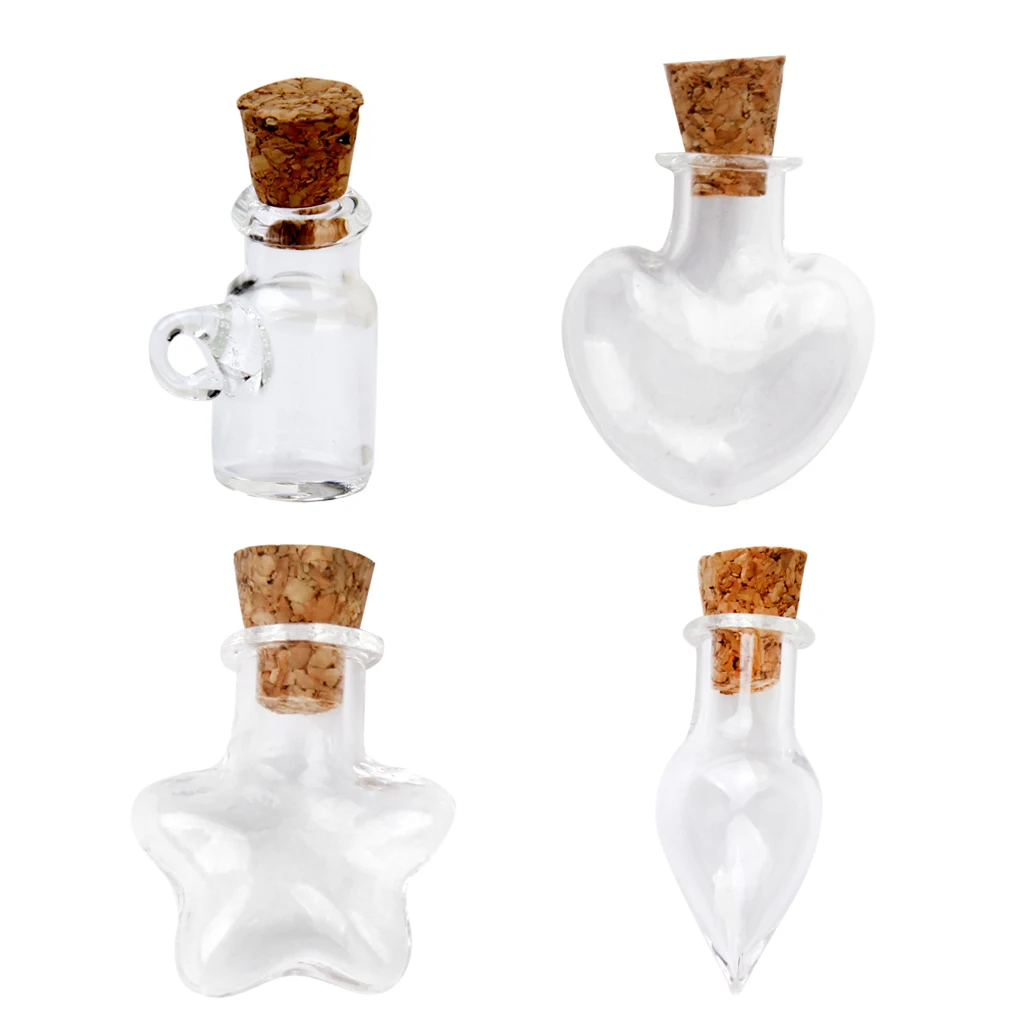 Phenovo 10pcs Mini Unique Shape Glass Bottles Message Treasure Charm Pendant Kit Makes Bottle Pendants Fashion Jewelry 