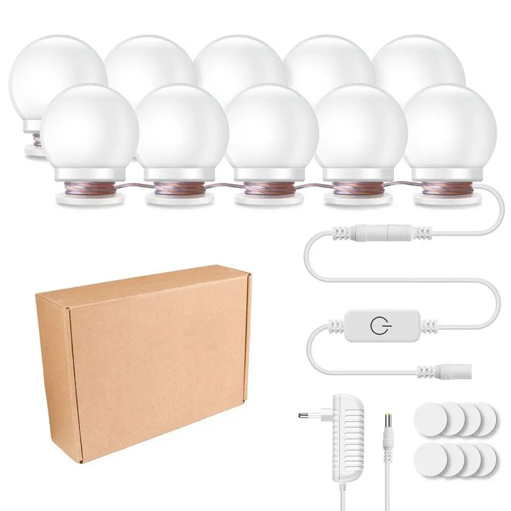 

10Pcs Makeup Mirror Vanity LED Light Bulbs lamp Kit Make up Mirrors Cosmetic lights Brightness Adjustable for Make-up Wall Lamp