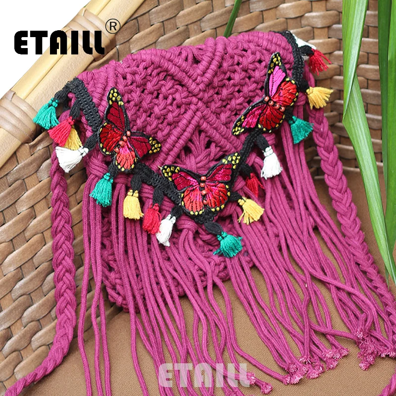 Бабочка летняя богемная Hobo Boho пляжная сумка с узорами ручной работы соломенное