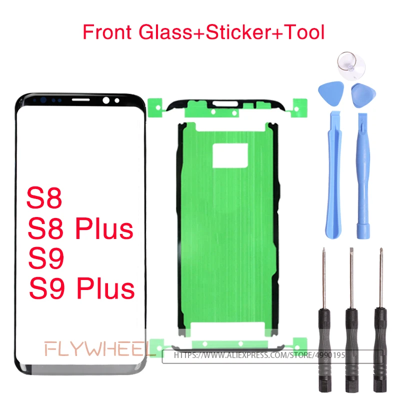 

1pcs Screen Touch Panel Replacement For Samsung Galaxy S8 S9 Plus G950 G950F G960 G965 Front Outer Glass Lens With Sticker +Tool