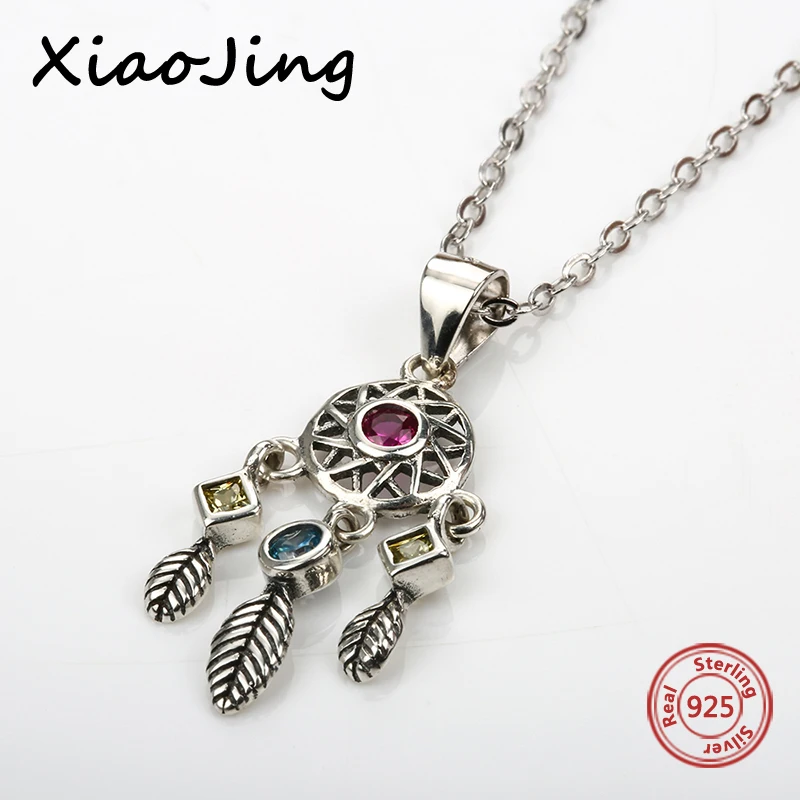 

Dreamcatcher charms pendant necklace 925 sterling silver beads chain diy European fashion jewelry making for Valentine's Day
