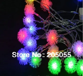 

10M 60 LED Furry Ball Fairy String Light Multi-Color 220V EU Plug colorful color changing RGB Edelweiss Snowflake LED String