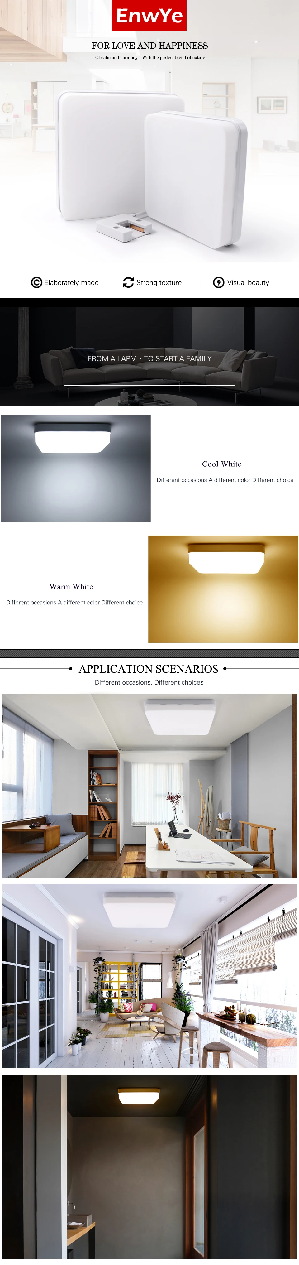 EnwYe 18 Вт 24 Вт 36 Вт 48 Вт светодиодный квадратный панельный светильник поверхностного монтажа светодиодный потолочный светильник AC 85-265 в лампада светодиодный светильник