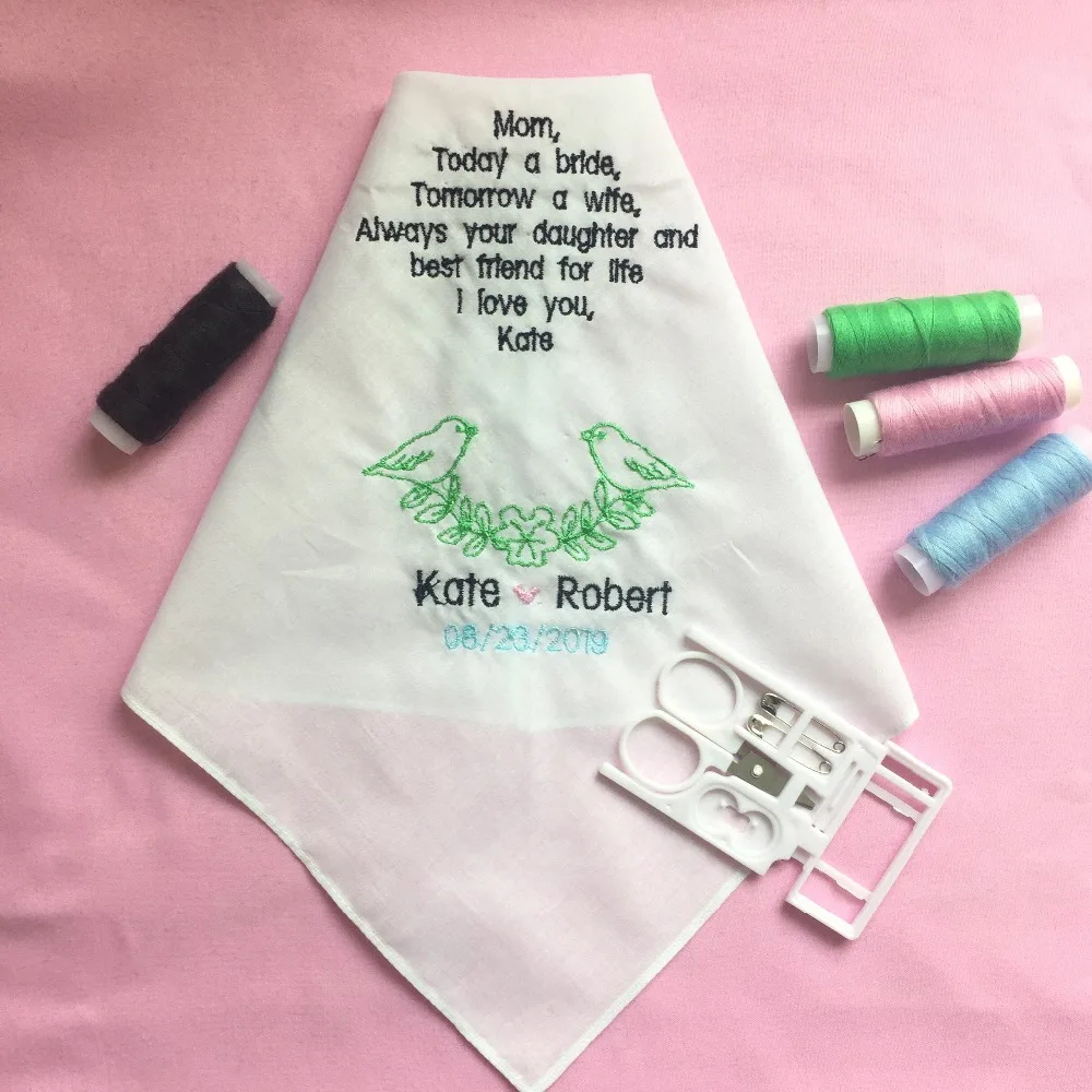 

Custom Wedding Handkerchiefs for Mother of the Bride, Embroidered Wedding Hankies for Bride Mother, Wedding Gift to Bride Mother