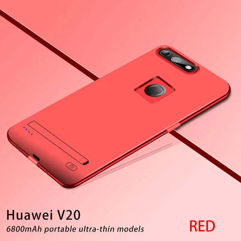 Чехол для аккумулятора 6800 мА/ч для huawei V20, чехол для внешнего аккумулятора, тонкое быстрое зарядное устройство, внешний аккумулятор, чехол для huawei Honor V20 - Цвет: Red