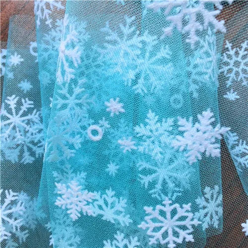 1m/lot 150cm Romantic Snow Yarn DIY Skirt Sheer Crystal Organza Tulle Fabric for Wedding Birthday Party New Year Xmas Decoration Sky blue