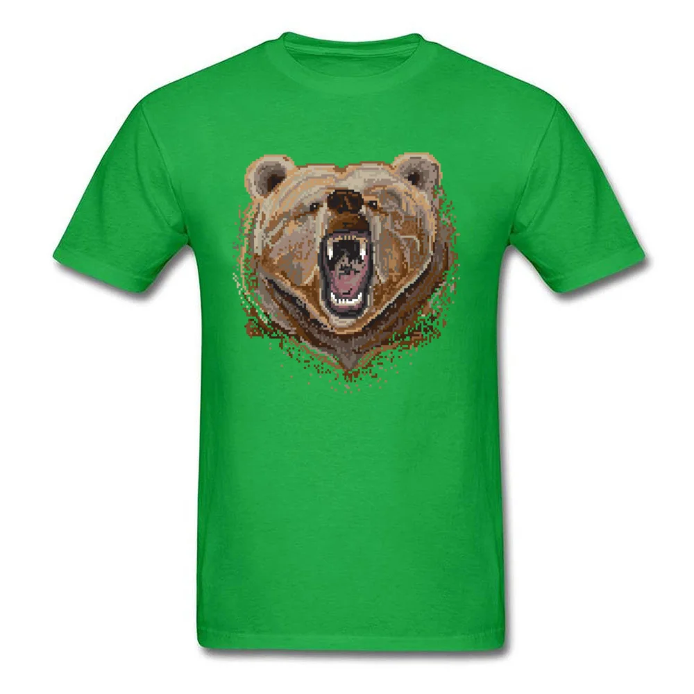 Pixel Bear Round Neck T-shirts Summer/Autumn Tops Tees Short Sleeve Wholesale 100% Cotton Unique T-shirts Casual Men Pixel Bear green