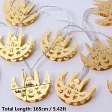 EID Ramadan Moon, вечерние, исламские, 10 светодиодный/20 светодиодный, 1,65 м, 3 м, фонарь, струнный светильник, теплая лампа, золотой, для дома, Fanoos, фонарь, батарея