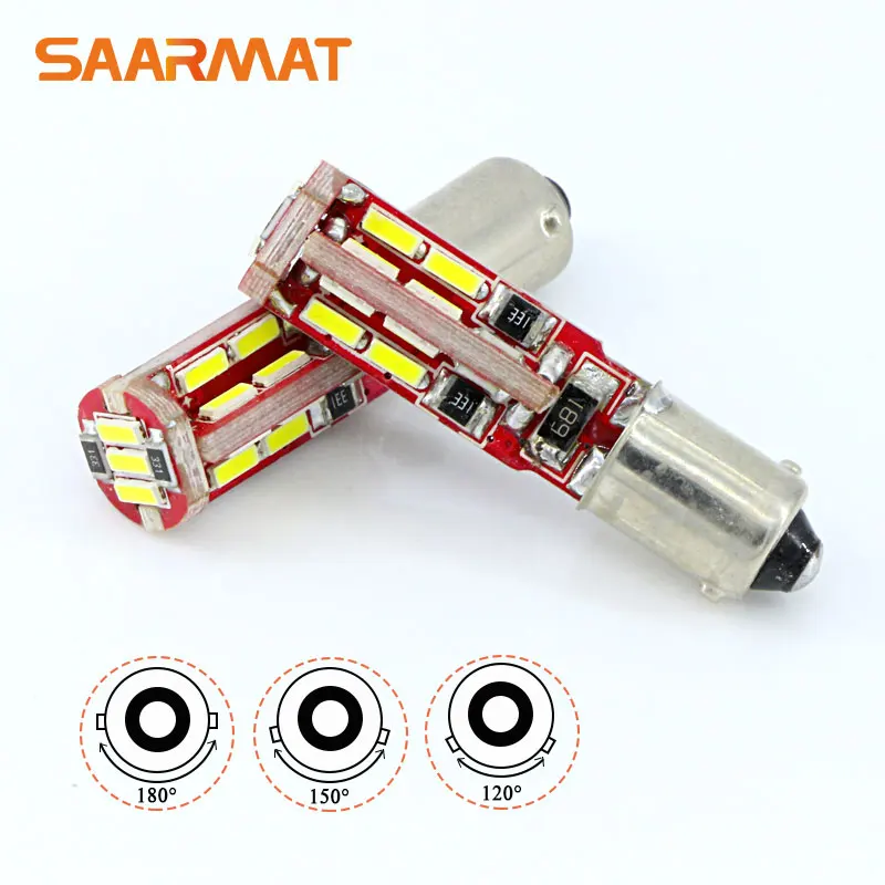 

Pair BA9S BAX9S BAY9S 19-SMD 120/150/180-degree Reverse Light Turn Signal Parking Lamp White