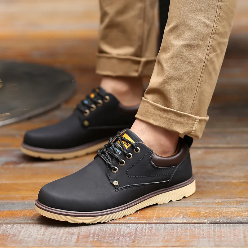 YWEEN Hot Sale Shoes Men Spring Autumn Casual Shoes Men Solid Lace-up Men's Shoes Fashion pu Leather Shoes