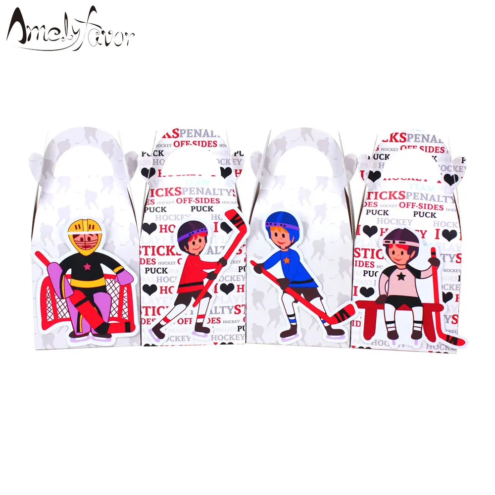 

Sports Theme Hockey Players Favor Box Candy Gift Box Cupcake Box Sport Meeting Birthday Decorations Party Container Supplies