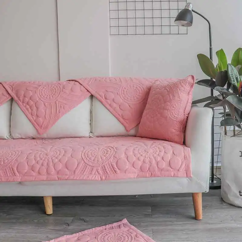3D Цветочный узор чехол для дивана полотенце чехол хлопок ткань Толстый диван для питомца нескользящий чехол для дивана Угловые коврики для полотенец 6 цветов - Цвет: Pink