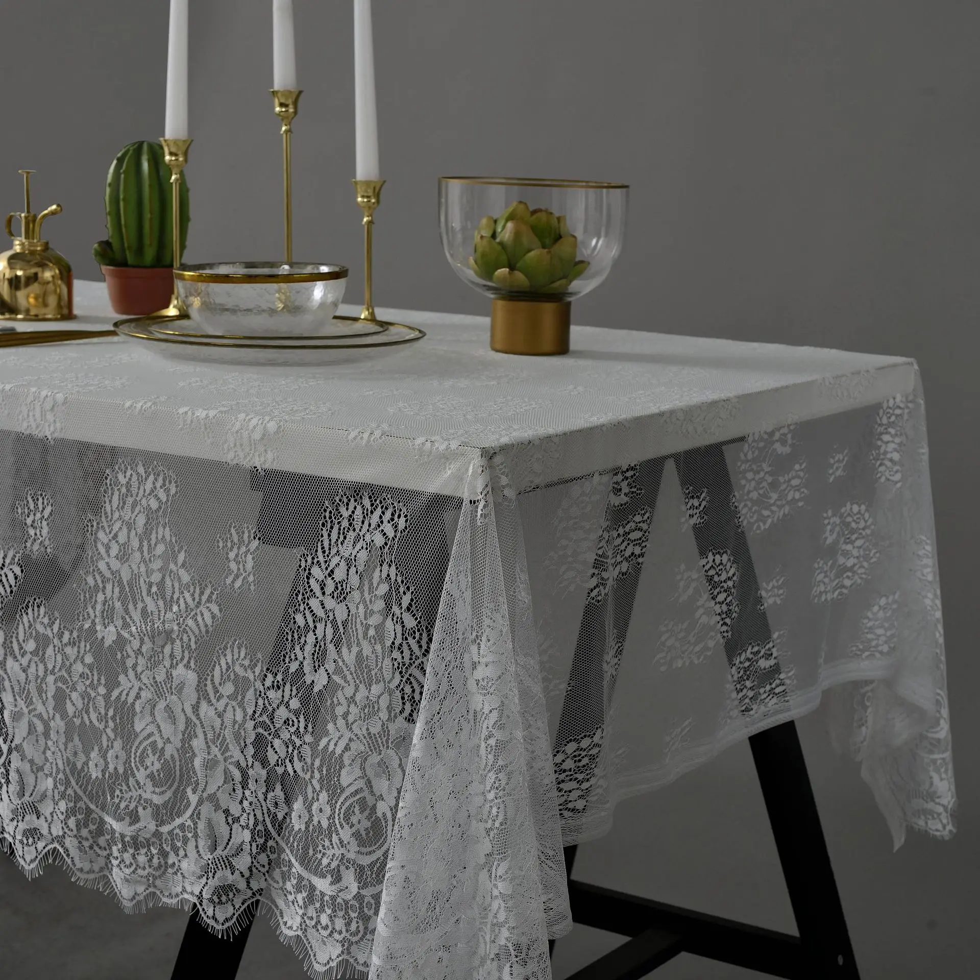 Wedding Table Cloth Black White Lace Tablecloth Mantel ...