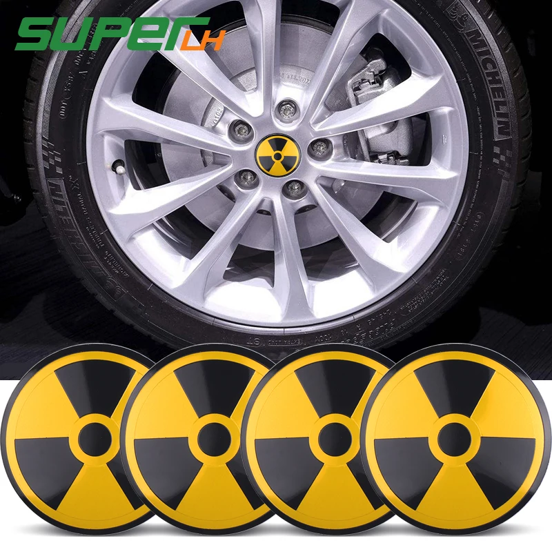 

Cool DIY 56mm Nuclear Radiation Emblem Badge Logo Car Tire Wheel Center Sticker for Opel Renault Mazda BMW VW AUDI Car styling