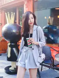 2018 Spring Summer South Korean Loose Cotton And Linen Lace Suit Waist Fashion Shorts Pant Two Pcs Suits Light Grey Femmes 2018 Spring Summer South Korean Loose Cotton And Linen Lace Suit Waist Fashion Shorts Pant Two Pcs Suits Light Grey Femmes