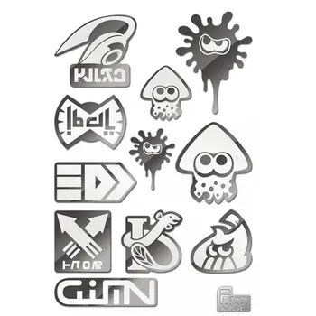 

11pcs/set High Quality Hot Game Splatoon 3D Silver Metal Stickers for Phone Laptop Car Fridge toys for children