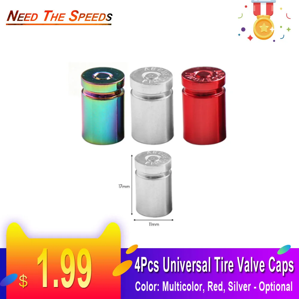 

4Pcs Universal Tire Valve Stem Cover Caps Car Wheel Valve Cap Bullet Shell Dust Cap for Automotive Motorcycles Bicycles Tire