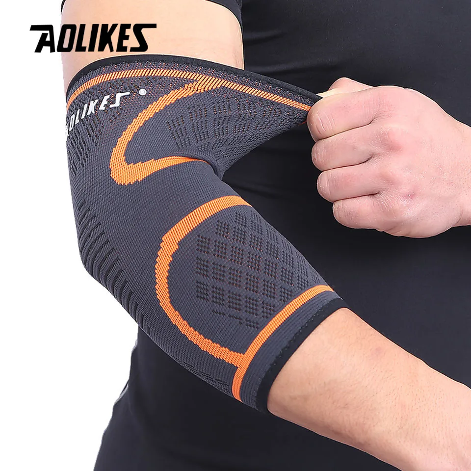 AOLIKES 1 PCS تنفس دعامة كوع كرة السلة كرة القدم الرياضة سلامة الطائرة الكوع سادة مرنة دعامة كوع إيه