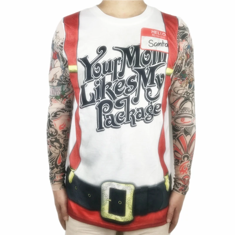 

Funny Dirty Santa Claus Printed Ugly Christmas T Shirt for Men Tacky Xmas Vacation Tee Long Sleeve Tattoo T Shirts Plus Size