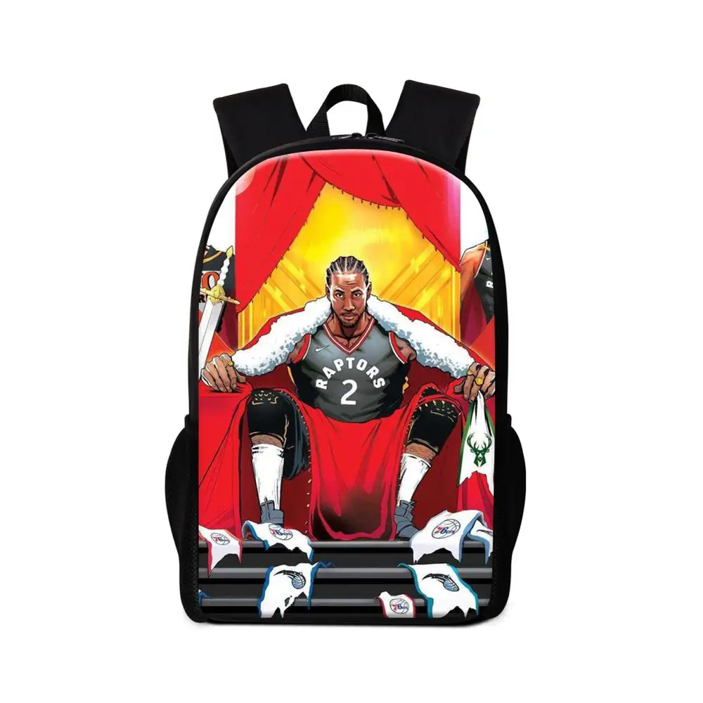 

Backpacks with Side-pockets Newest Customize Warriors Star Logo Raptors Leonard Security Boys Canvas Knapsack School Student