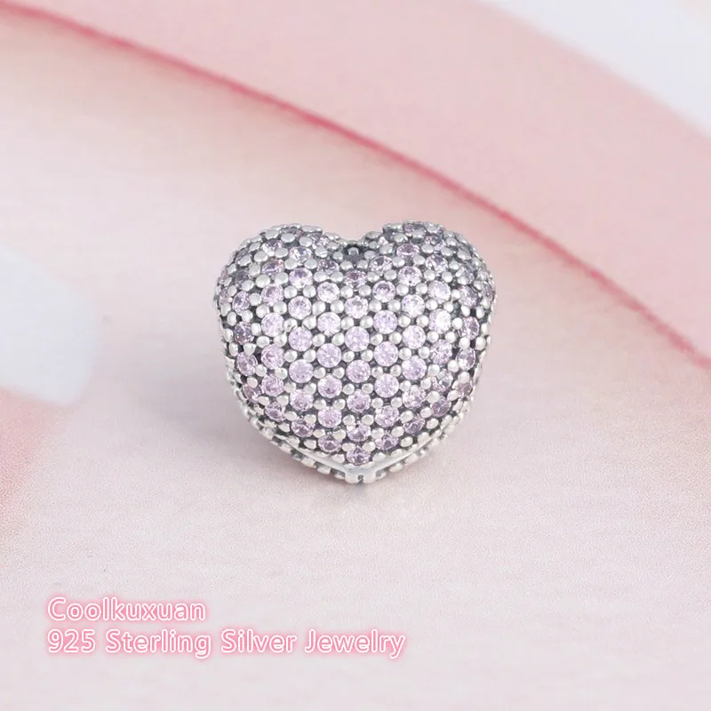 

Pink CZ Pave Open My Heart Clip Charms Original 1005 925 Sterling SIlver Heart Stopper Beads Fits Pandora Bracelet Jewelry