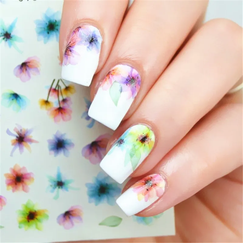

1 Sheet Colorful Nail Art Water Decals Chinese Ink Painting Nail Transfer Stickers Manicure Nail Art Decorations