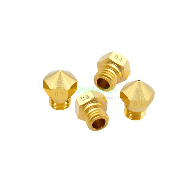 

4pcs brass MK10 Nozzle Upgrade Wanhao Duplicator 4S, 4X, i3 0.2mm 0.3mm 0.4mm 0.5mm 0.6mm 0.8mm 1.0mm