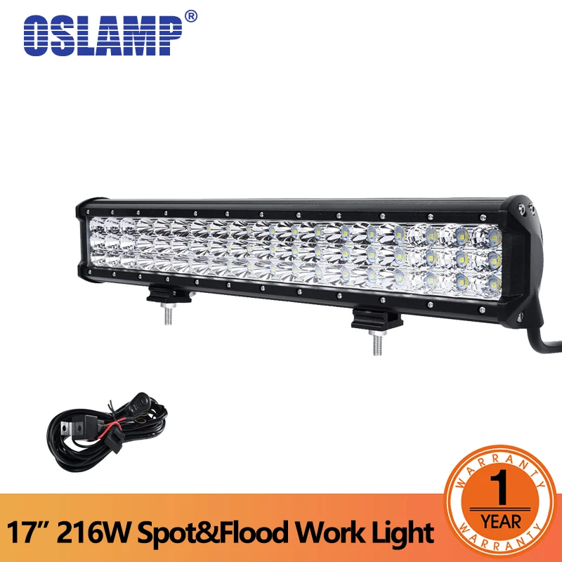 

Oslamp 17" 216W LED Work Light 3-Row Spot&Flood Beam Offroad Led Bar Driving Light 12v 24v for Truck SUV ATV 4x4 Led Work Lamp