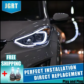

2PCS LED Headlights For Hyundai Elantra 13-16 Car Led Lights Double Xenon Lens Car Accessories Daytime Running Lights Fog Lights
