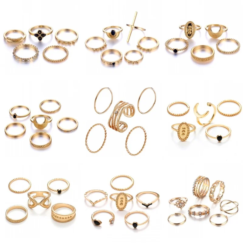 

IFMIA Vintage Gold Knuckle Rings Set for Women Geometric Round Twist Weave Finger Ring Female Fashion 2019 Jewelry New Wholesale