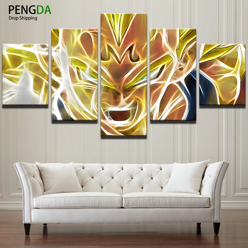 

Home Decor Wall Art Canvas Frame Room Poster 5 Panel Modern Abstract Oil Painting Cartoon Dragon Ball Characters Picture PENGDA