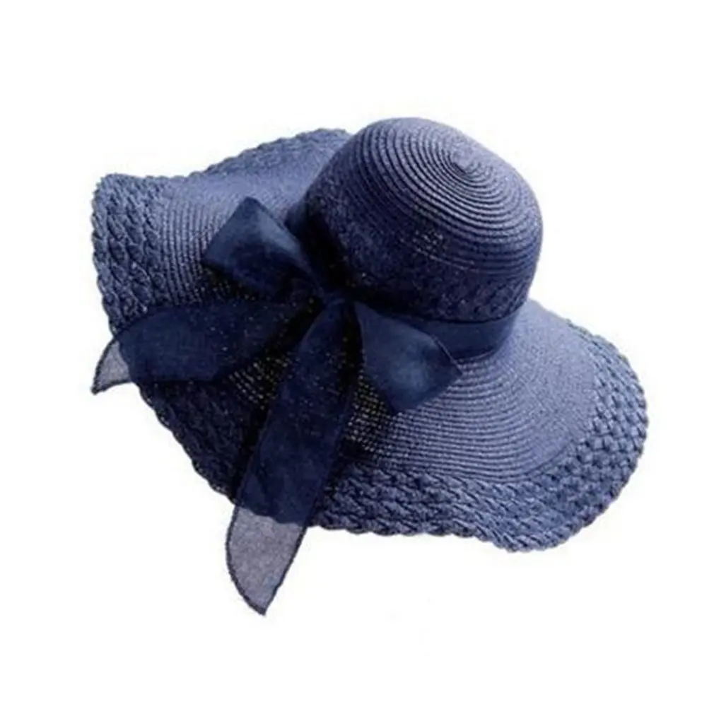 المرأة الصيف قبعة الشمس الأشعة فوق البنفسجية حماية قبعة للشاطئ واسعة الحواف القش السيدات Bowknot تصميم شاطئ كاب واقية من الشمس قبعة 2018