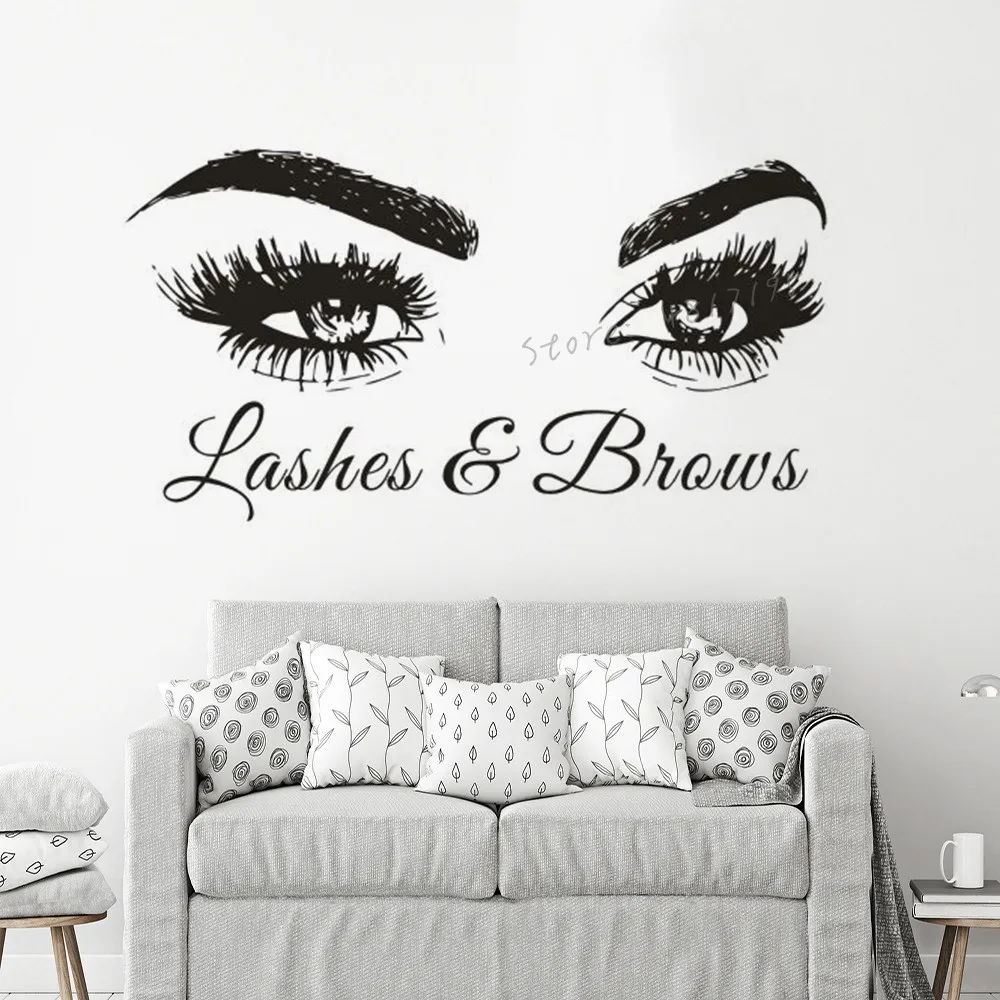 Eyelash Decals Wall Decal Butterfly Window Sticker Beauty Salon Lashes and Brows