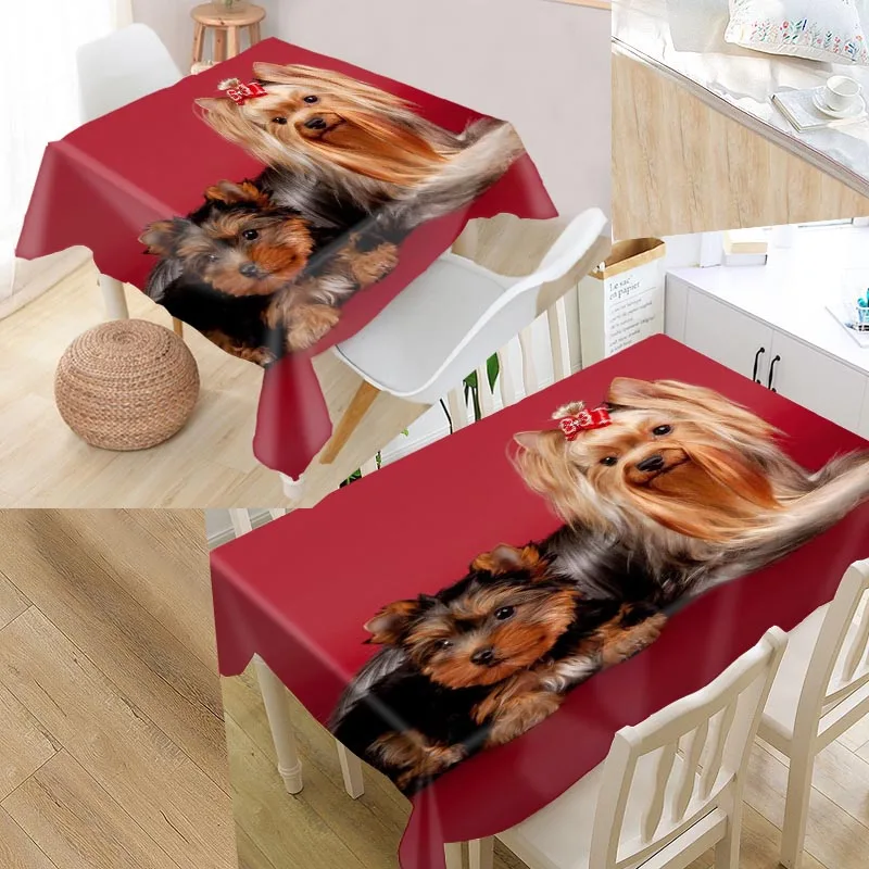 

New Arrival Custom Yorkshire Terrier Table Cloth Waterproof Oxford Fabric Rectangular Tablecloth Home Party Tablecloth
