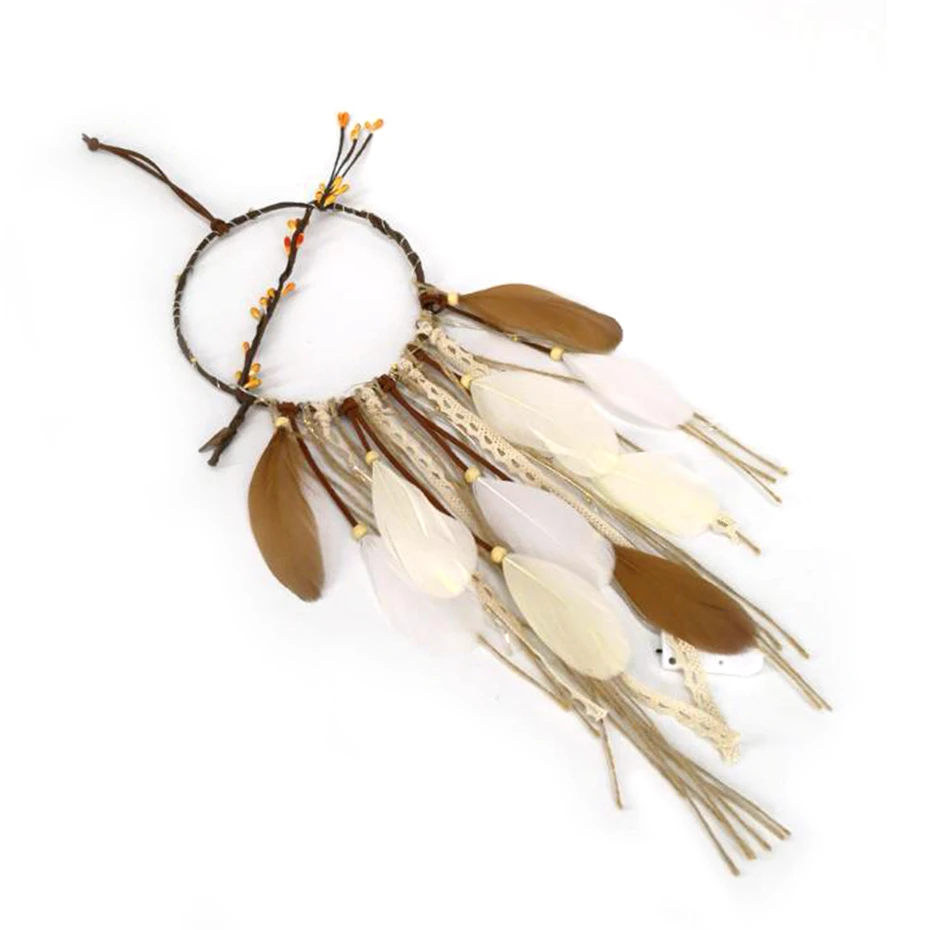 Indian Dream Catcher with Lights, Lace and Feather, Handmade Dreamcatcher for Home Traditional Decoration, White and Blue Wall Hanging image 5