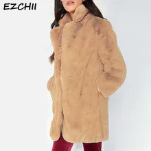 Модная женская шуба из мягкого искусственного меха, пальто с отложным воротником, зимнее женское пальто, Толстая теплая меховая Длинная женская куртка Casaco Feminino