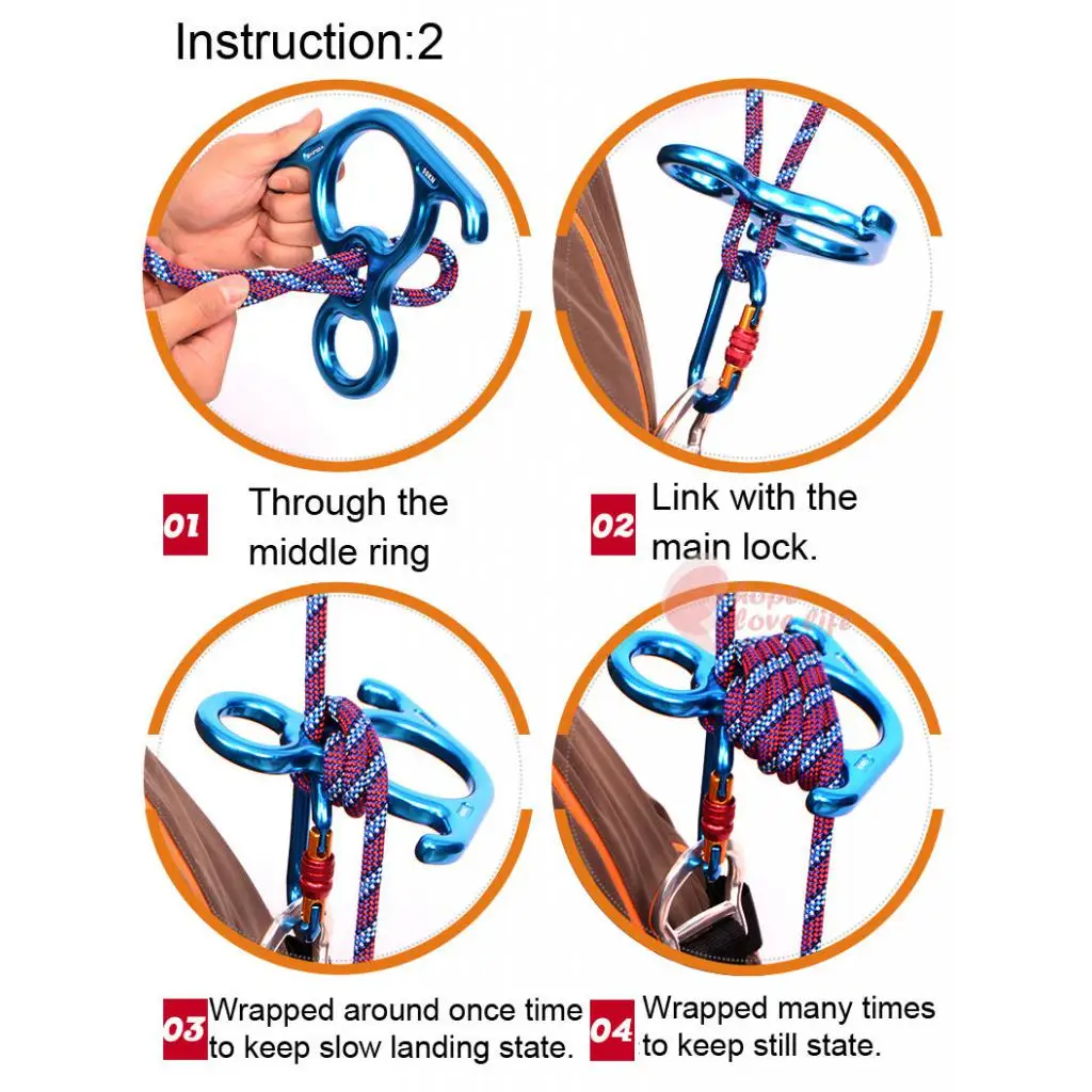 Сверхмощный 50KN Рисунок 8 кольцо веревки спусковое устройство скалолазание спасательных скалолазание оборудование черный