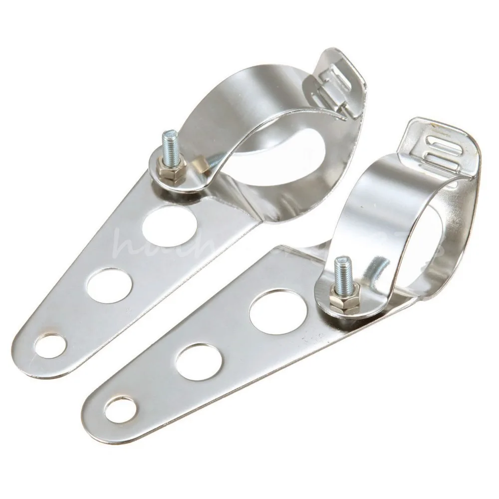 Chrome Silver 3543mm Headlight Bracket Adjustable Fork Mount Clamp For
