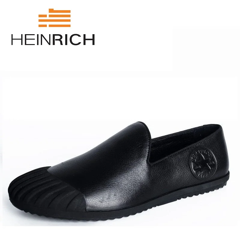 

HEINRICH Men Leather Shoes Casual Loafers For Spring Autumn New Light Comfortable Round Toe Flats Shoes Chaussure Hommes