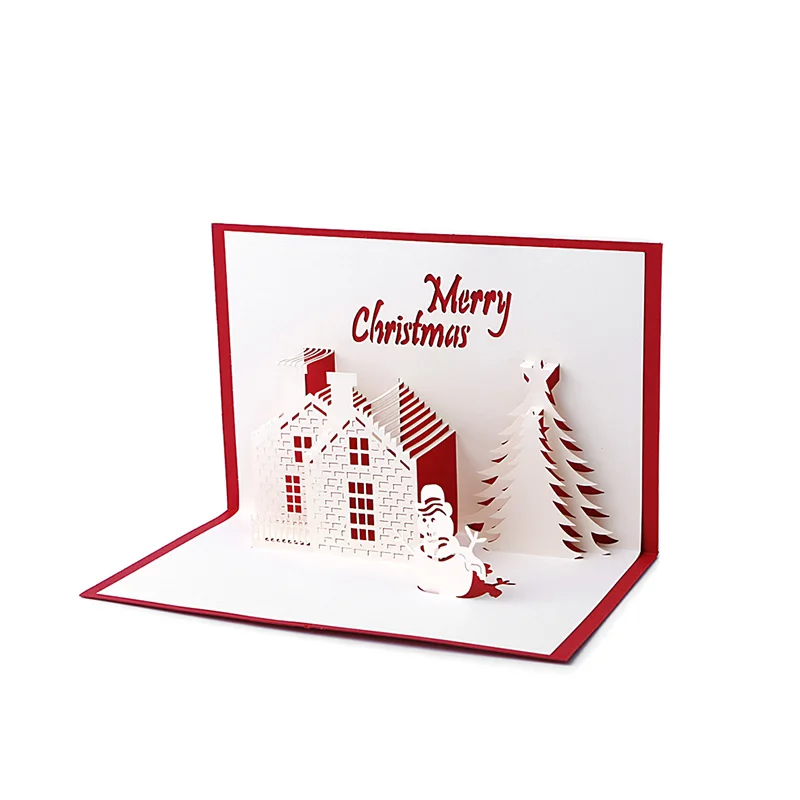 

Handmade 3D Pop Up Holiday Greeting Cards Christmas Cottage Castle Thanksgiving