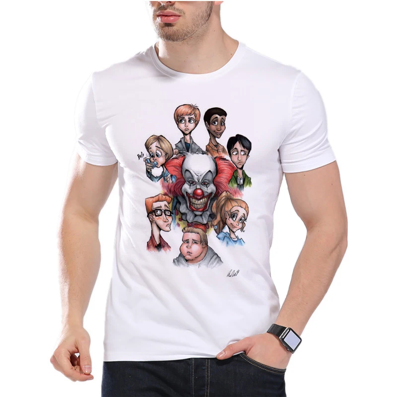 

Men's stephen king printed High Quality Tops Tees IT movie TShirt fear will find you Custom it clown male t-shirt clothing D7-6#