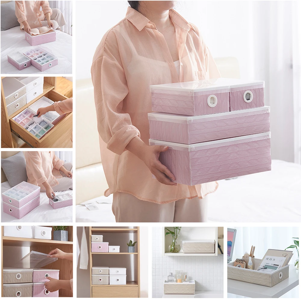 

1pcs Underwear Storage Box Covered Underwear Classified Storage Socks Storage Box Home Clothes Organizer